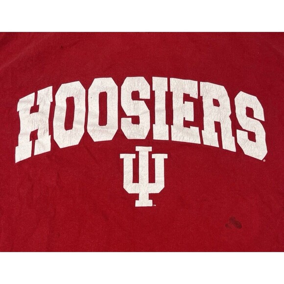 Vintage AS Sports IU Indiana Hoosiers Tee Red Adult Large Y2K 90s Distressed - Picture 2 of 6